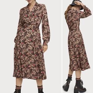Scotch & Soda Floral Long Sleeve Midi Wrap Dress‎ Size XS